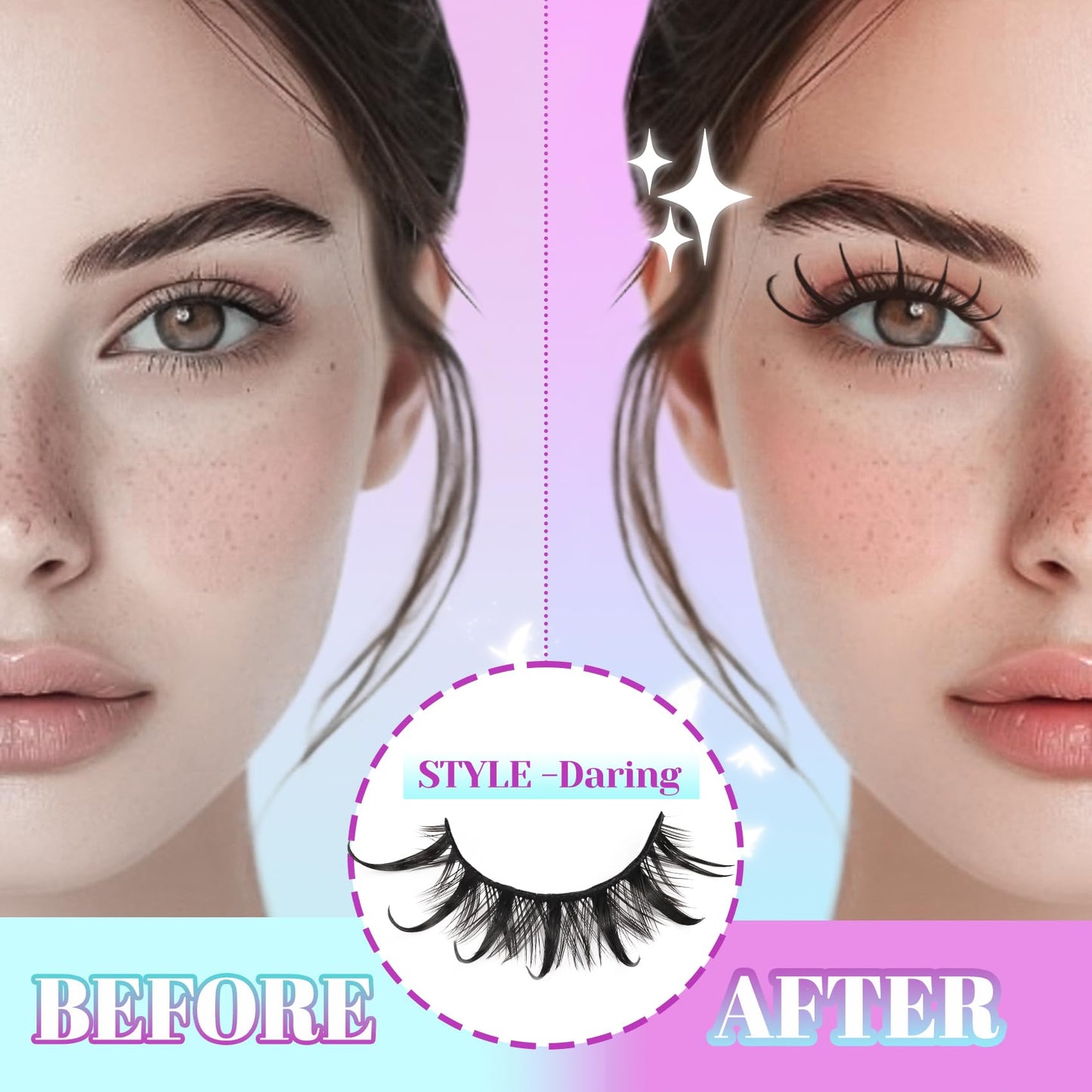 Losha Lashes Kit Manga Lashes Wet Look Dramatic False Eyelashes (Daring)