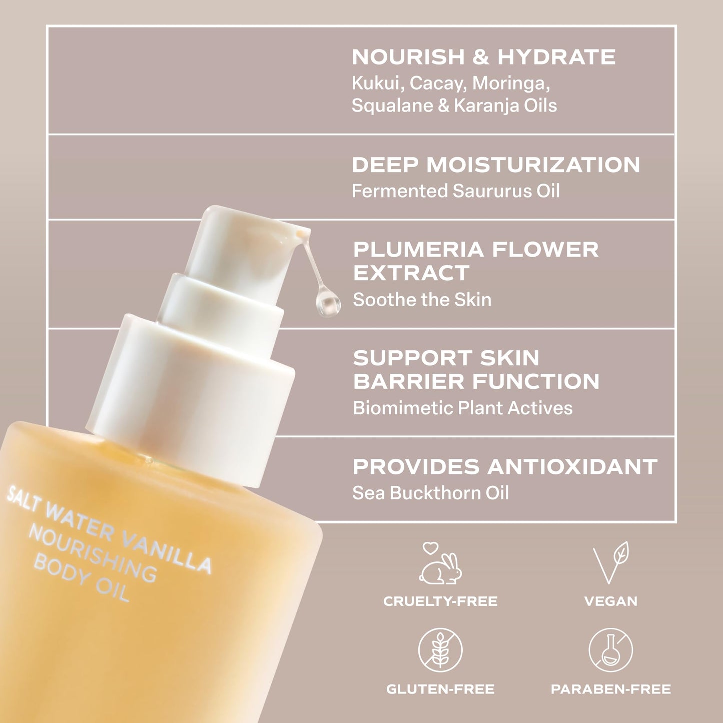 Saltair Nourishing Body Oil | Lightweight Glow | Salt Water Vanilla, 4 oz