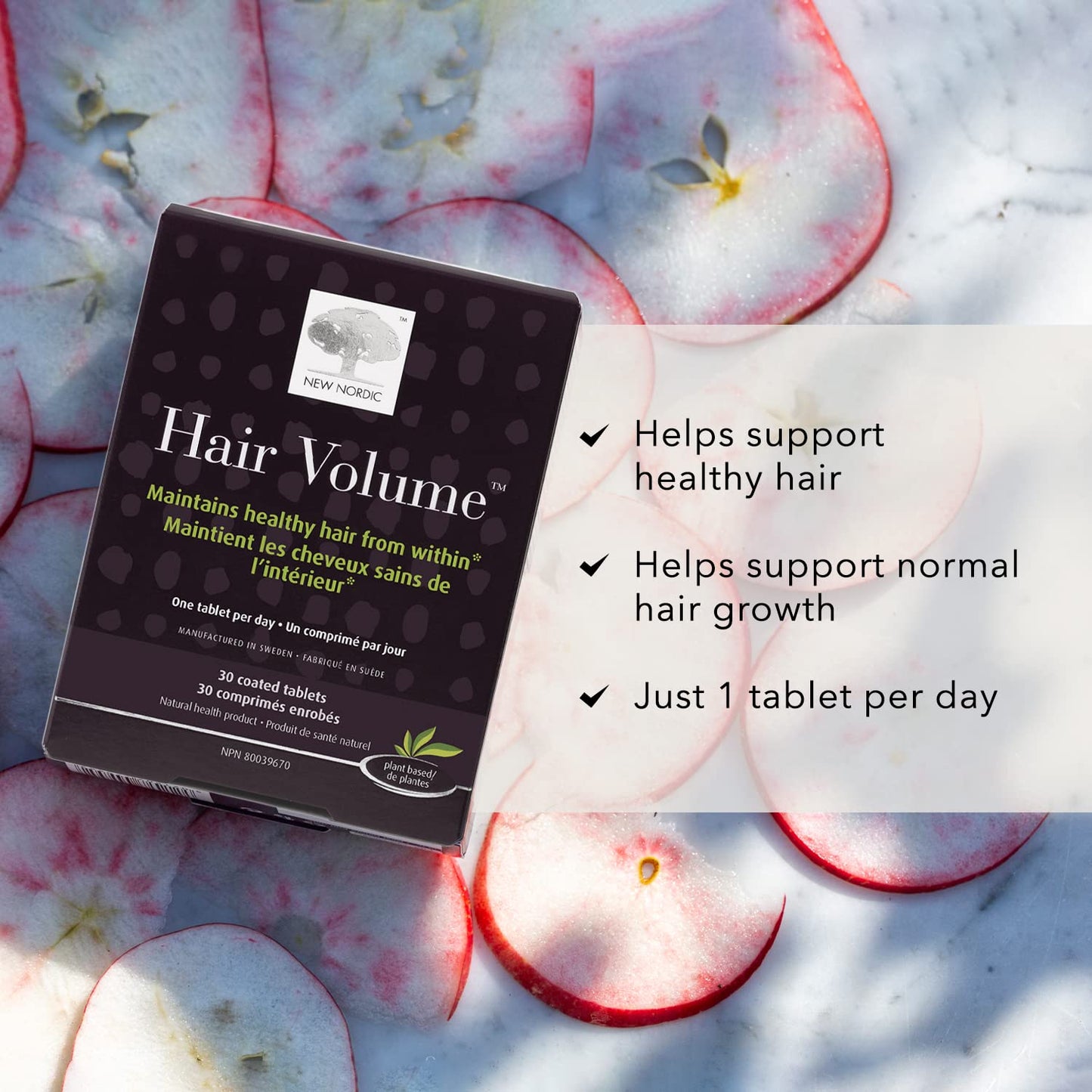 NEW NORDIC Hair Volume Tablets | Hair Supplement with Biotin | Daily Hair Wellness Formula for Fuller-Looking Hair & Volume Support | 30 Count