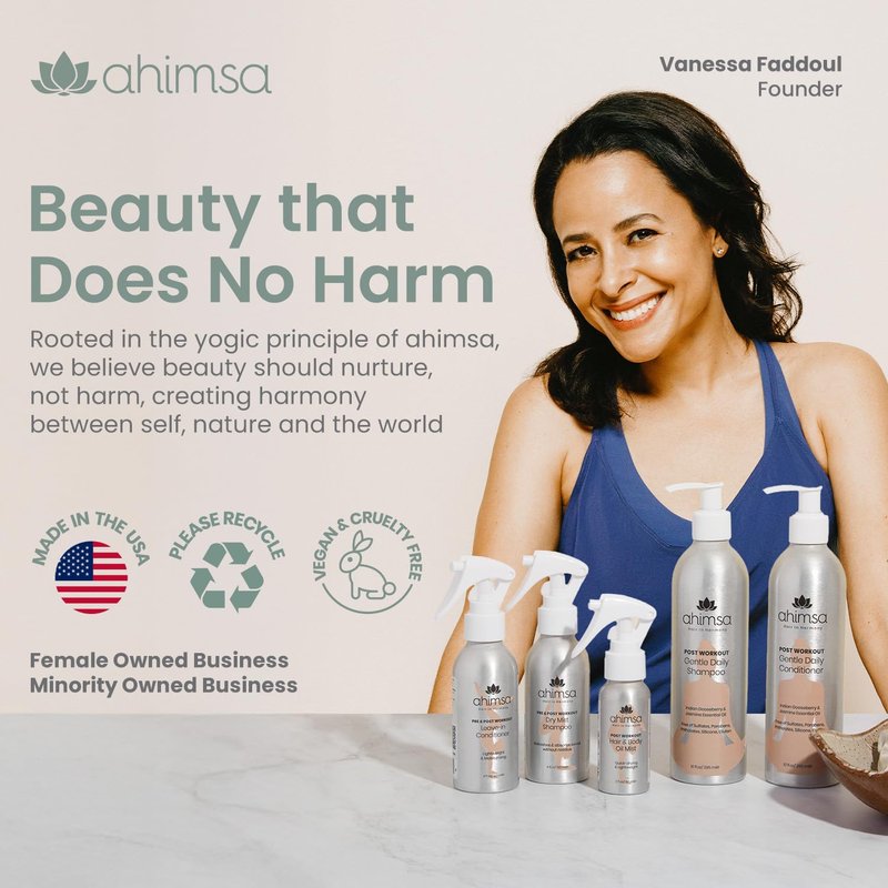 Ahimsa Hair & Body Oil Mist Spray - Lightweight Hydrating Glow Mist with Coconut, Argan & Jasmine | Fast-Drying Non-Greasy Shine (2oz)