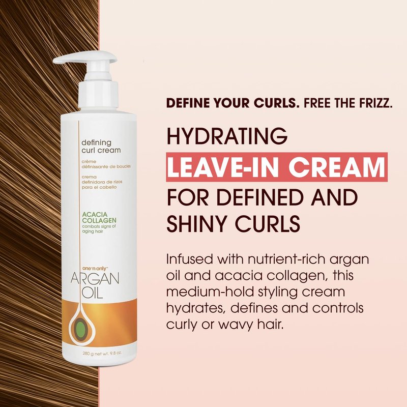 One 'n Only Defining Curl Cream with Argan Oil, Leave-in Conditioning Cream, Defines and Leaves Strong Curly Hair, Enhances Shine and Hydrates Without Sticky Residue, 9.8 Ounces