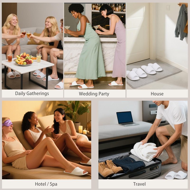 Seuqhck 20 Pairs Disposable Slippers, Open Toe Comfortable Cotton Spa Slippers Bulk, White Non-slip Hotel Guest Slipper for Home, Travel, Salon, Unisex, Men, Women