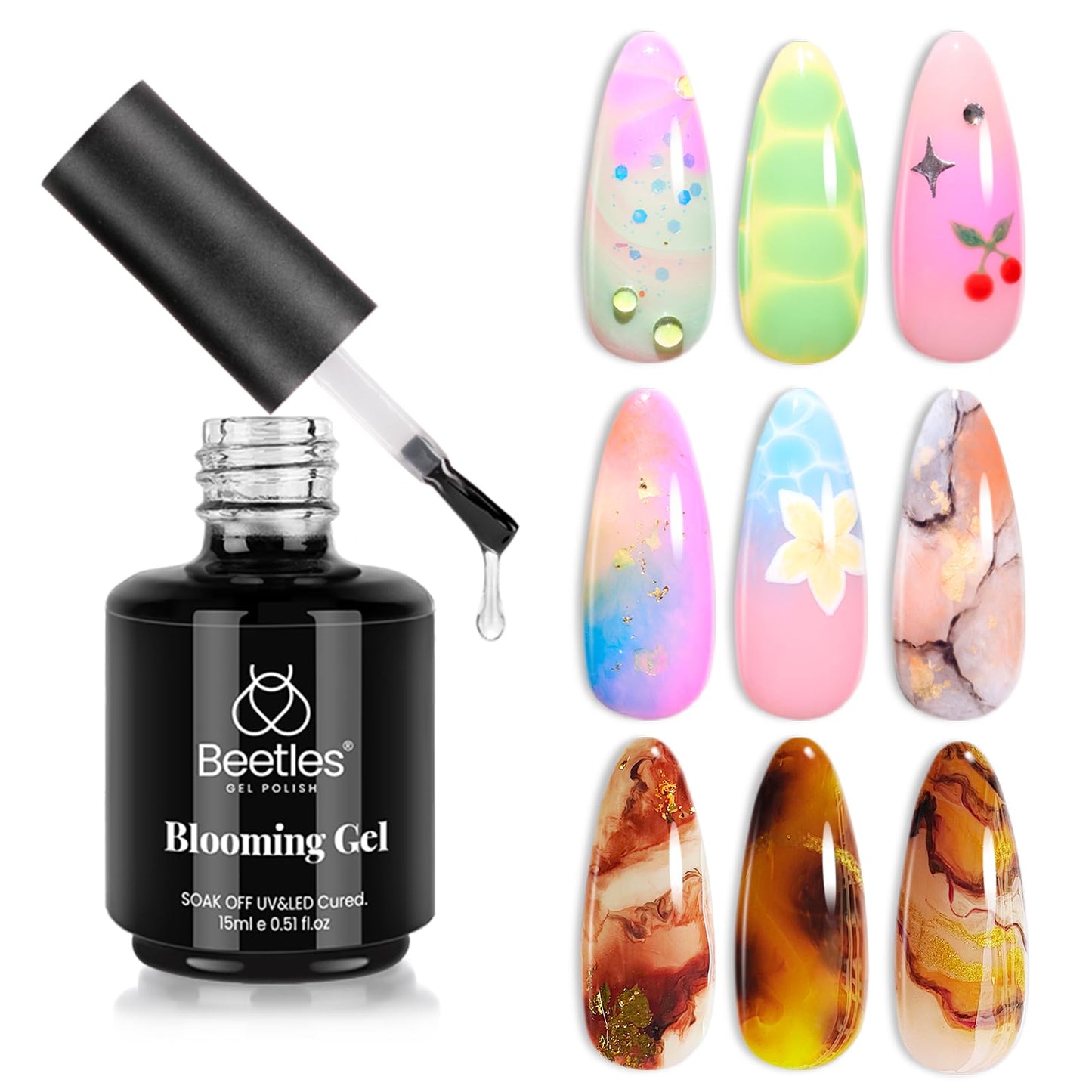 Beetles Gel Nail Polish Kit with Nail Blooming Gel 15ml Clear Uv Led Blossom Gel Polish Gift for Women