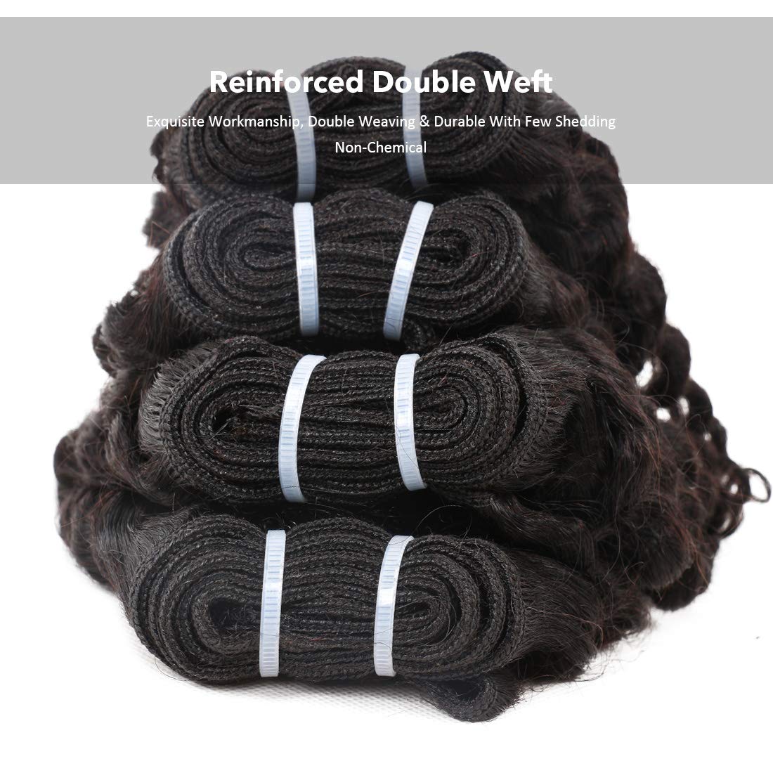 FASHION LINE Deep Wave 10inch Human Hair Bundles Natural Black Unprocessed Brazilian Curly Hair Extensions for Full Head