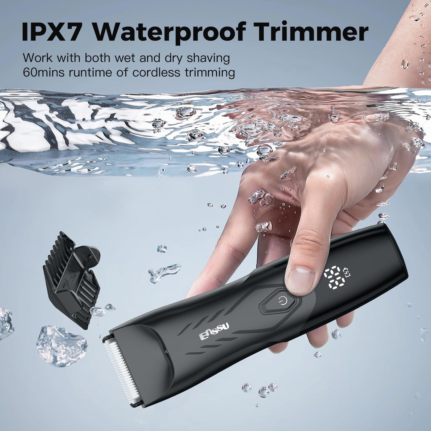 ENSSU 2-in 1 Body Hair Trimmers for Men, Pubic Groin Hair Trimmer for Men