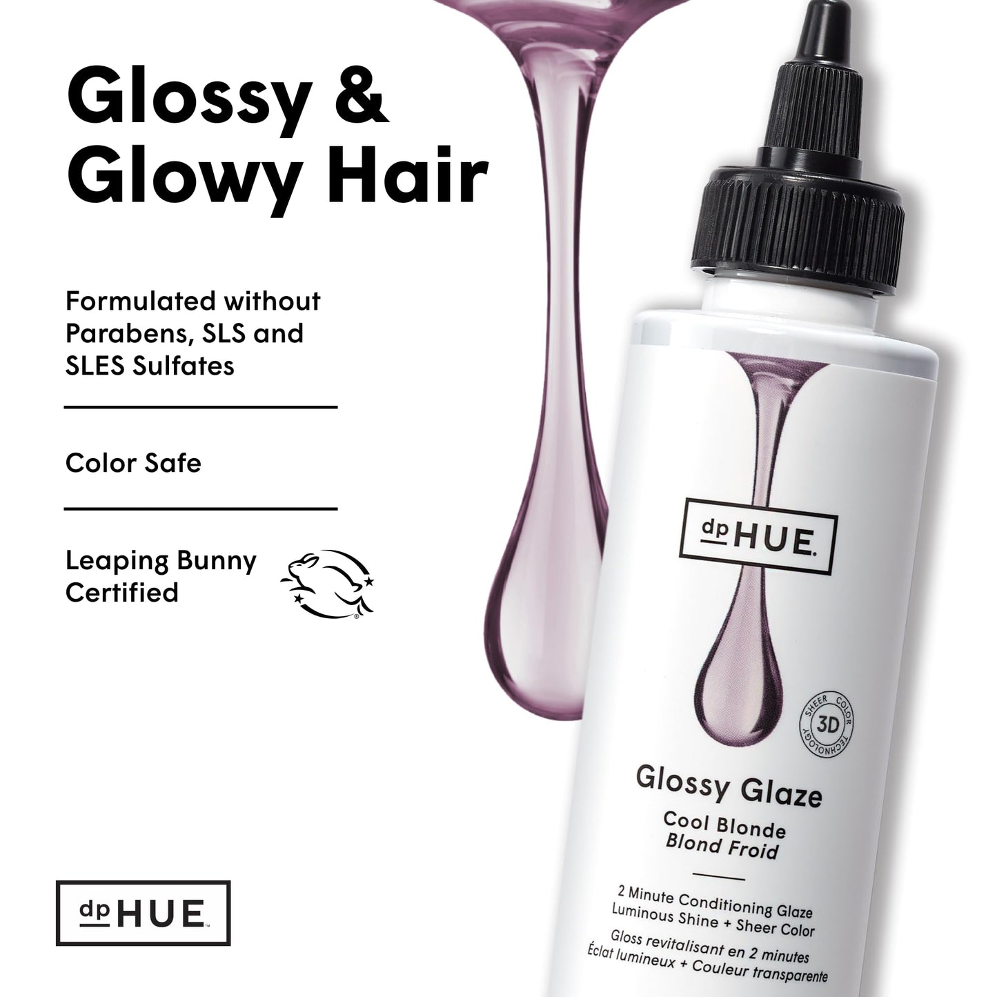 dpHUE Glossy Glaze, Cool Blonde - In-Shower Liquid Hair Gloss for Luminous Shine & Sheer Color - Paraben, SLS & SLES Sulfate Free - Leaping Bunny Certified