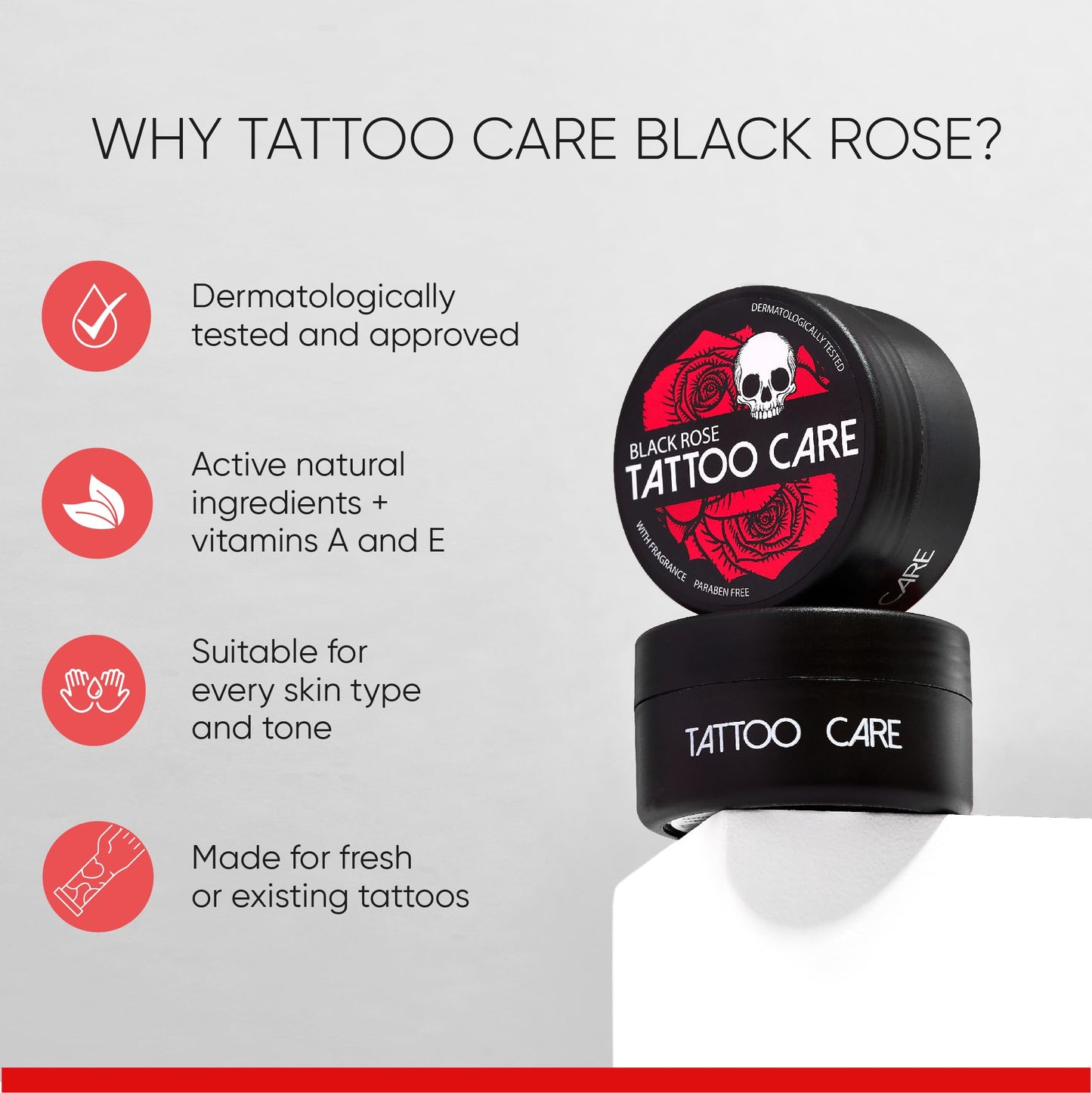 TATTOO CARE Makra Black Rose – Aftercare & Brightener Ointment - for New & Older Tattoos – Protects and Deeply Moisturizes – Enhances Colors, Prevents Fading, Brings Back Shine - 1.2 Oz/35 g