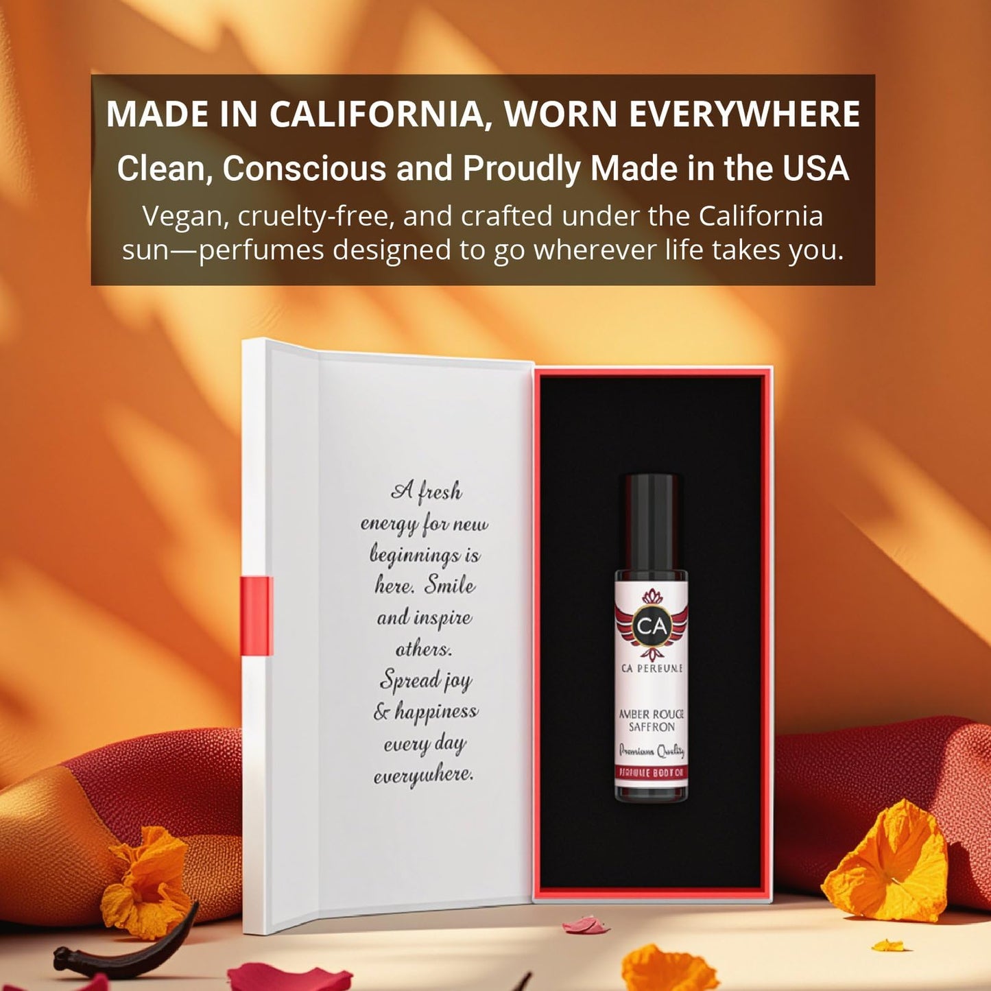 CA Perfume Amber Rouge Saffron Fragrance Body Oil For Women & Men Roll On 0.33fl oz / 10ml