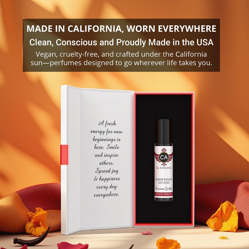 CA Perfume Amber Rouge Saffron Fragrance Body Oil For Women & Men Roll On 0.33fl oz / 10ml