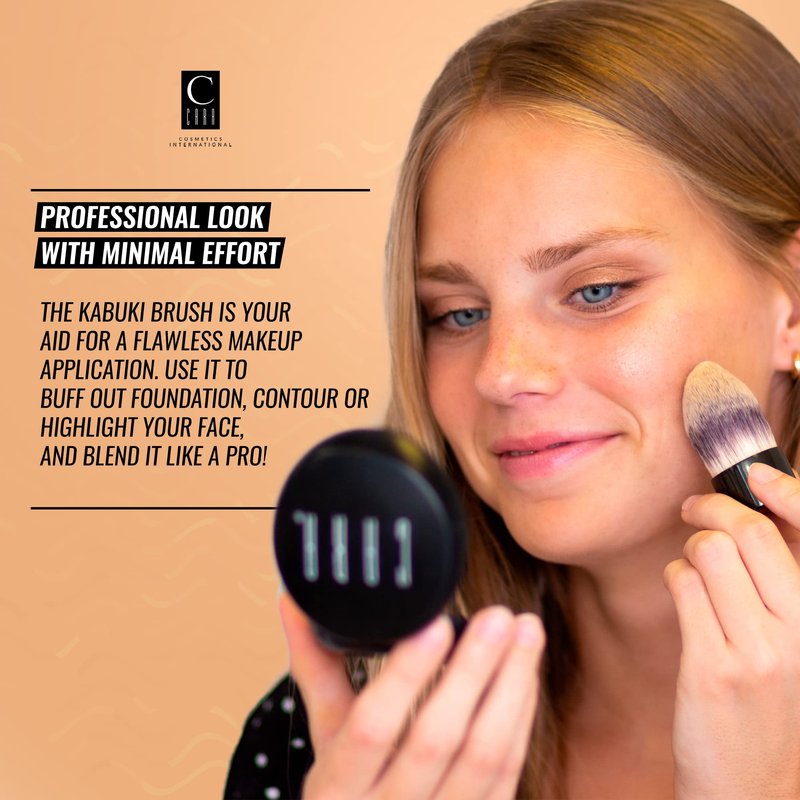 CARA Cosmetics Kabuki Brush #17 - Compact Makeup Face Brush, Blending Brush for Loose Powder, Blush, Foundation. Bronzer & Liquid Makeup, Seamless Retractable Blush Brush, Flawless Travel Makeup Brush