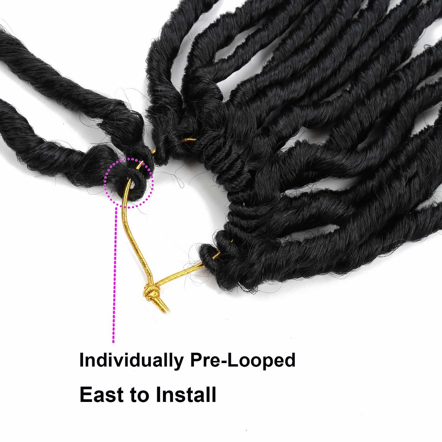 LYCSOU 24 Inch Faux Locs Crochet Hair 6 Packs Soft Goddess Locs Crochet Braids Deep Wave Pre Looped Crochet Hair Extensions for Black Women 1B