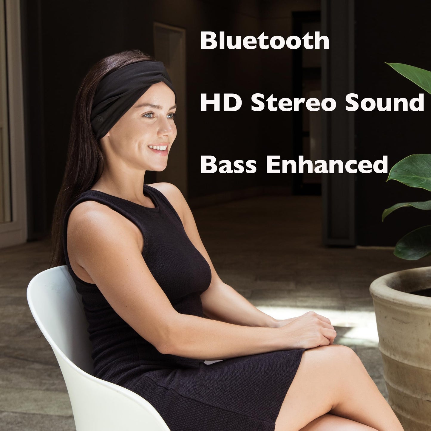 Mixiba Bluetooth Headband Headphones for Women, Wireless Headband Headphones for Yoga, Running, Work, Sport, Over Ear, HD Stereo, 11H Playtime, Noise Isolation, Built-in Mic, Black
