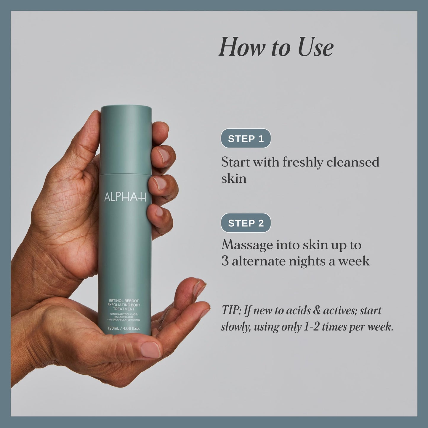 Alpha-H Retinol Reboot Exfoliating Body Treatment 120ml - Firm, Smooth & Brighten Body Skin - Reduces the Appearance of Fine Lines, Redness & Uneven Tone - Neck, Décolletage, Arms & Legs