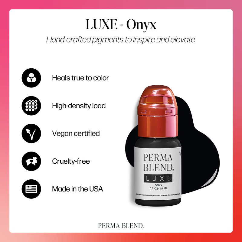 Perma Blend Luxe - Onyx - Microblading Ink for Permanent Eyeliner - Professional Tattoo Ink - Black Tattoo Ink Makeup - Vegan (0.5 oz)