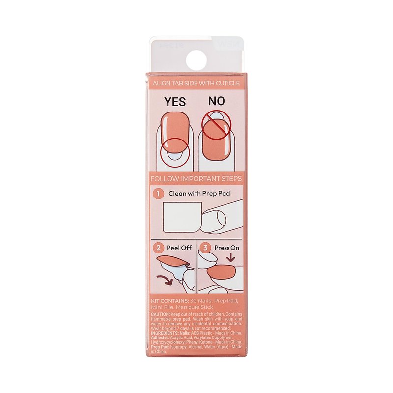 KISS imPRESS No Glue Mani Press On Nails, Bare but Better, 'Serenity', Medium Pink, Medium Size, Almond Shape, Includes 30 Nails, Prep Pad, Instructions Sheet, 1 Manicure Stick, 1 Mini File