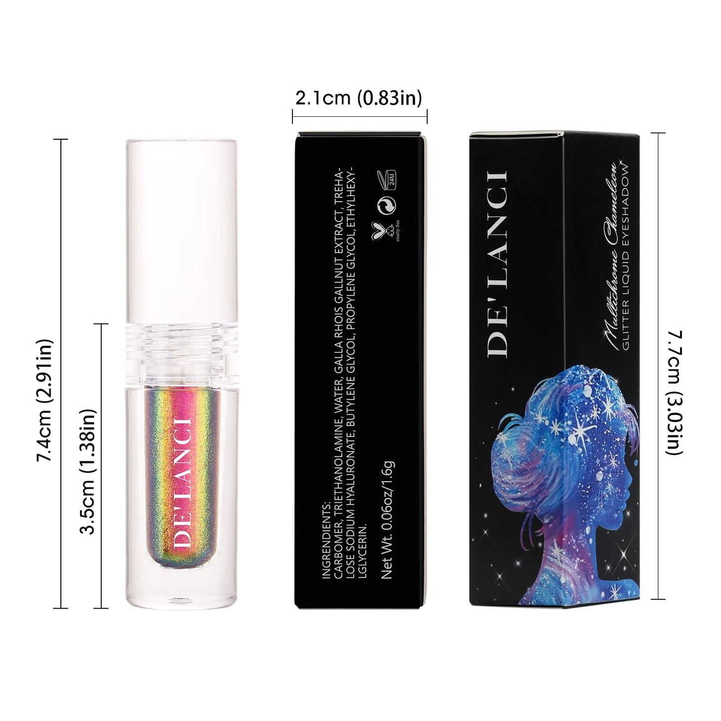 Multichrome Duochrome Metallic Glitter Shimmer Metal Colorful Bright Liquid Eye Shadow, Chameleon Sparkle Waterproof High Pigmented Longlasting Liquid Eyeshadows Color Shift Gold