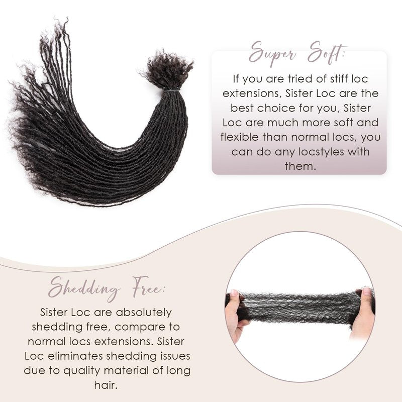 Originea Sister Locs Extensions Human Hair Curly Tips Permanent Micro Locs Extensions Natural Looking Soft Dreadlocks Can Be Bleached and Dyed (1B# 0.1cm, 8 Inch 30 Strands)