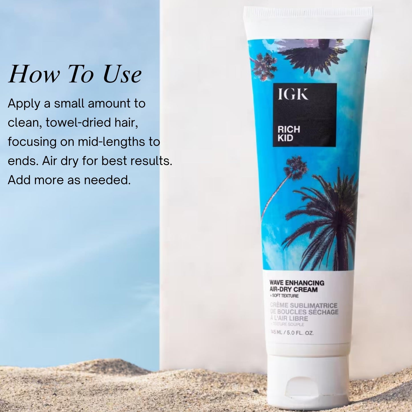 IGK RICH KID Wave Enhancing Air-Dry Cream | Enhances Natural Texture with Soft Hold | Frizz Control with Natural Shine | 5 Oz