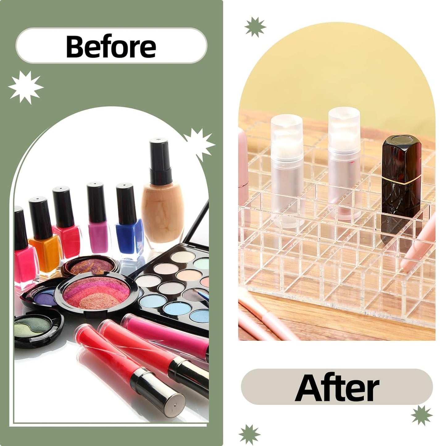 Clear Acrylic Lipstick Holder - 100 Slot Makeup Organizer for Lip Gloss, Brushes & Perfume | Vanity Display Case
