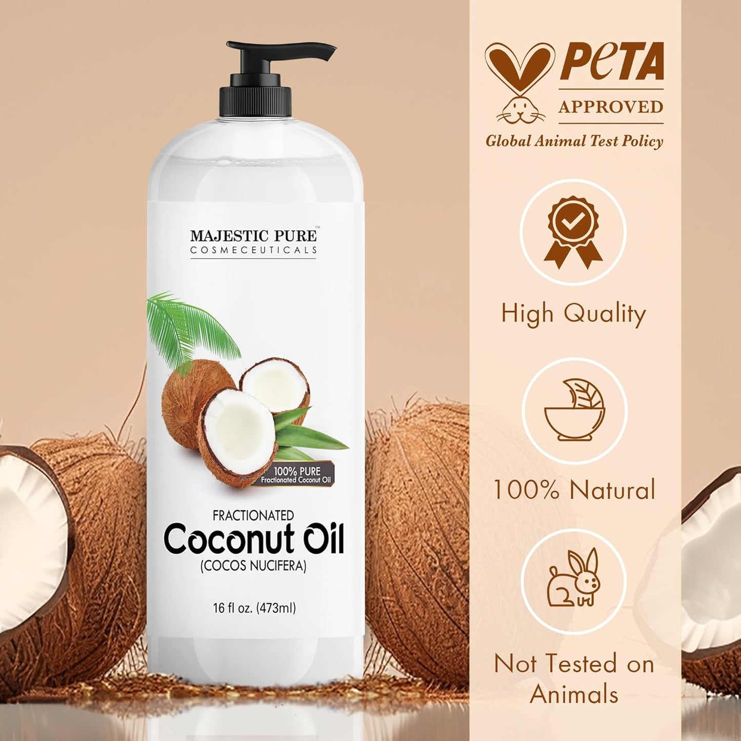 Fractionated Coconut Oil for Relaxing Massage | Moisturizer for Skin, Hair & Lips - 16 fl oz