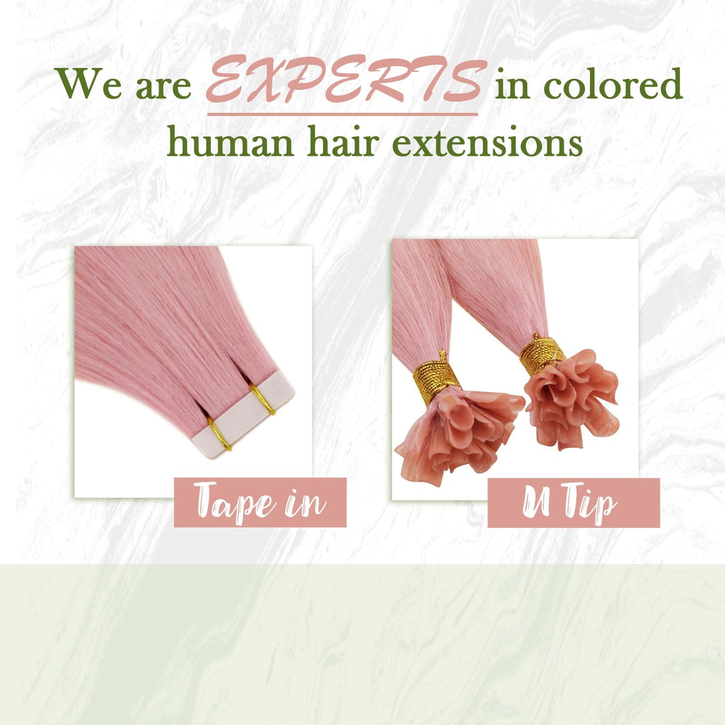 RUNATURE Tape in Hair Extensions Human Hair Light Pink 18 Inch 25g 10pcs