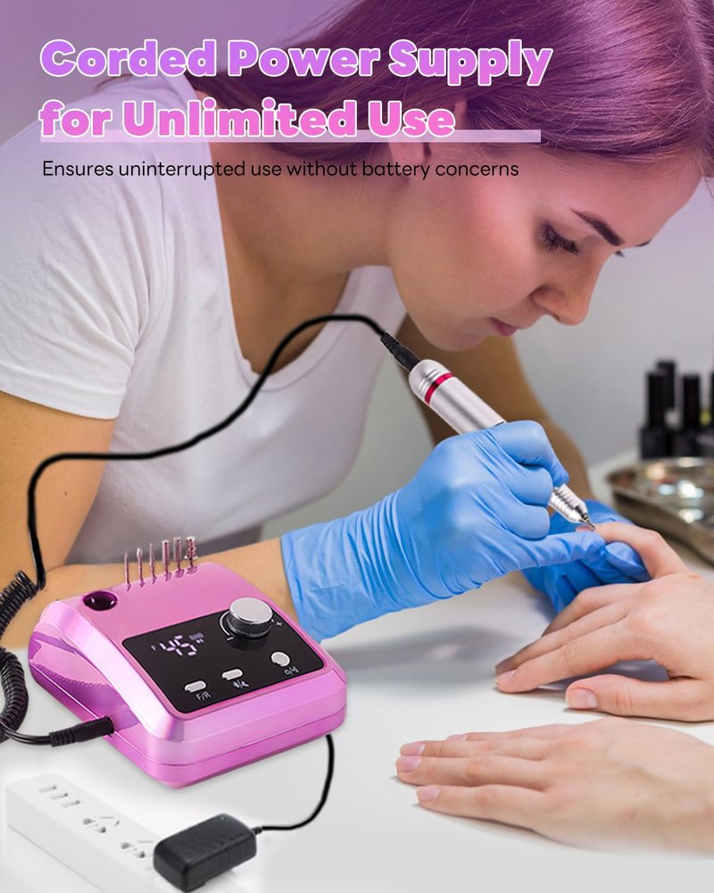 CozyZen Cordless Nail Drill Professional: 45000 RPM Rechargeable Electric Nail File Kit, Portable & Low Noise for Acrylic, Gel Nails, Manicure & Pedicure - Salon & Home Use
