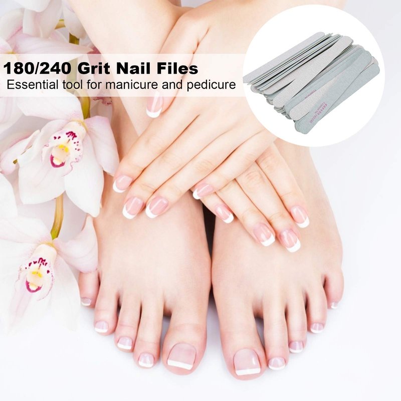 50Pcs Nail Files - 180/240 Grit Nail Art Buffering Files Double Sided Fingernail Files Professional Emery Boards Nail Care Files Manicure Pedicure Tools for Acrylic Artificial