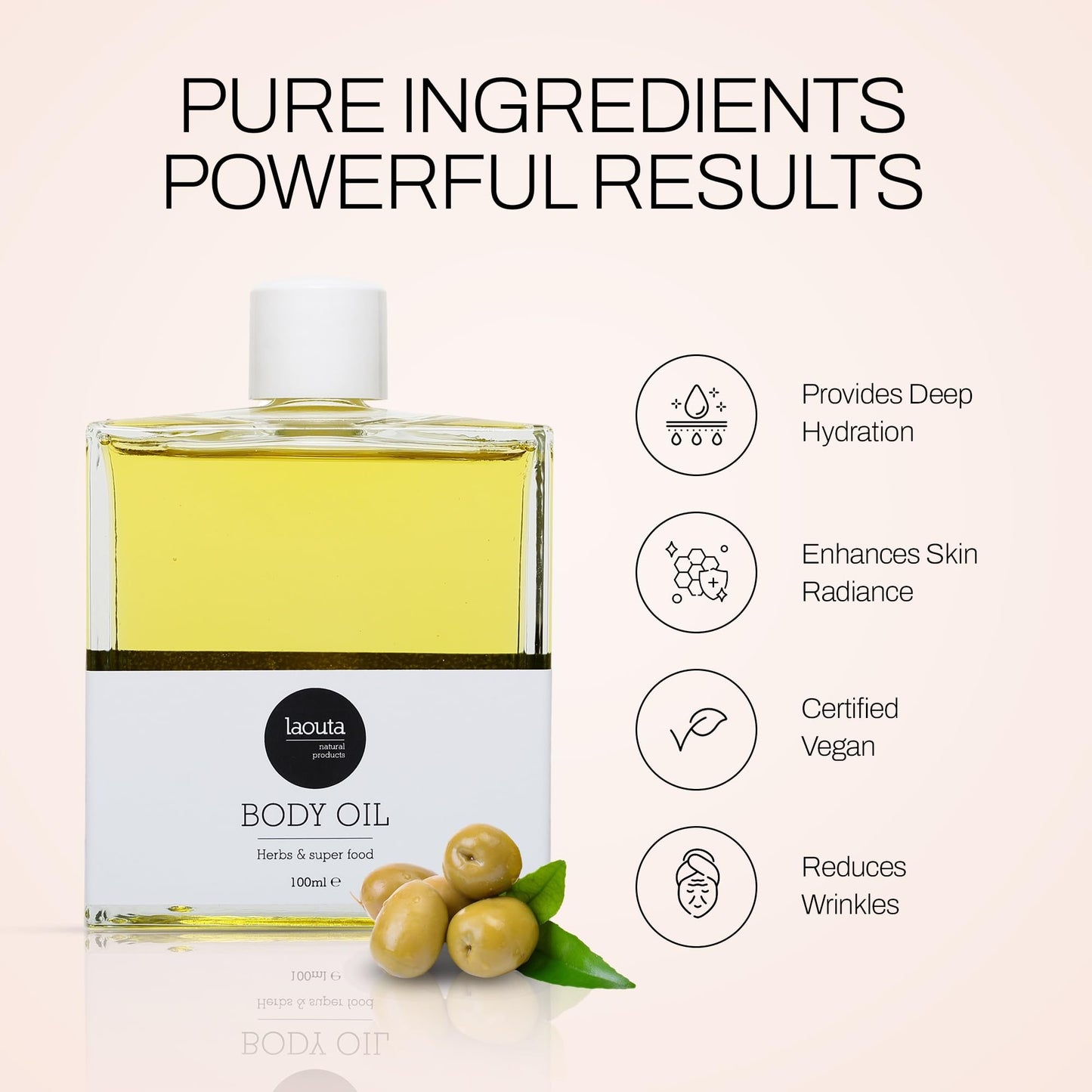 LAOUTA Daily Hydration Body Oil – Greek Sage for Radiant Skin – Formulated w/Nourishing Natural Oils: Olive, Almond & Apricot – Hydrating/Luxury Body Oil (3.38 Fl oz)