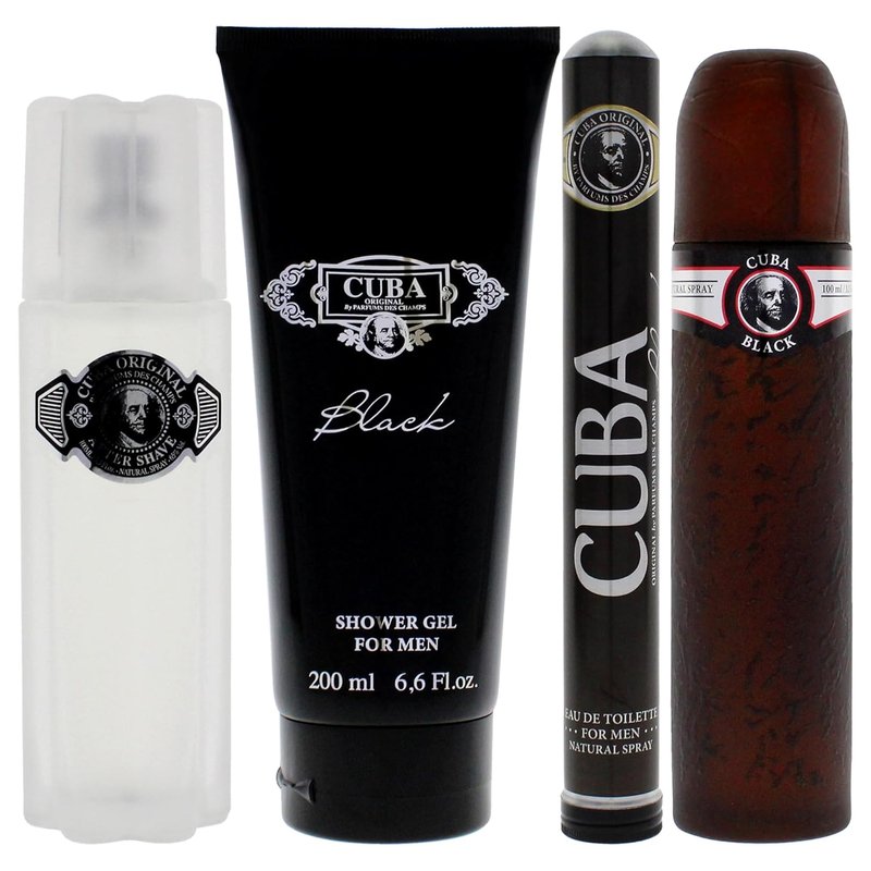 Cuba Cuba Black Men’s Gift Set - 3.3oz EDT Spray, 1.7oz EDT Spray, After Shave & Shower Gel