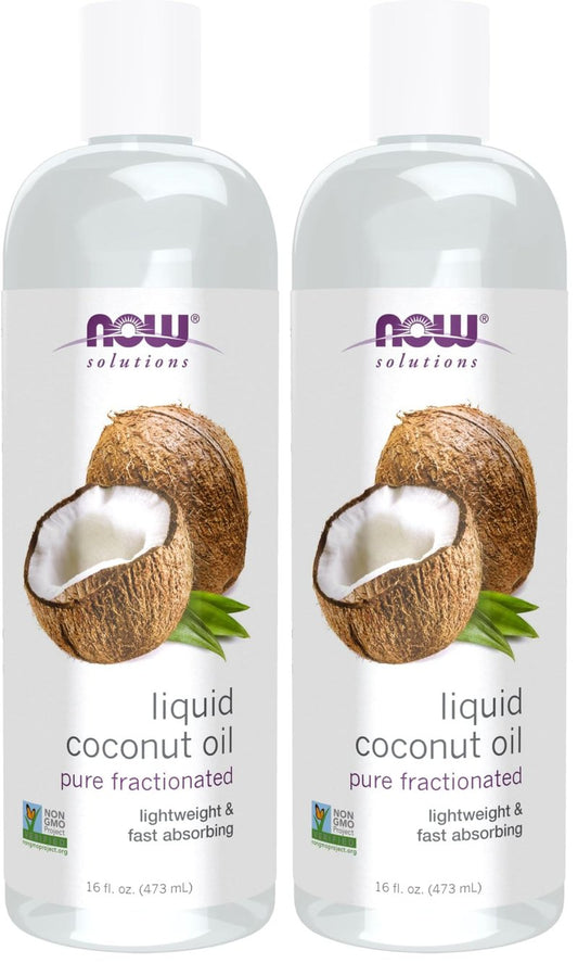 NOW Solutions, Liquid Coconut Oil, Light and Nourishing, Promotes Healthy-Looking Skin and Hair, 16-Ounce (Pack of 2)