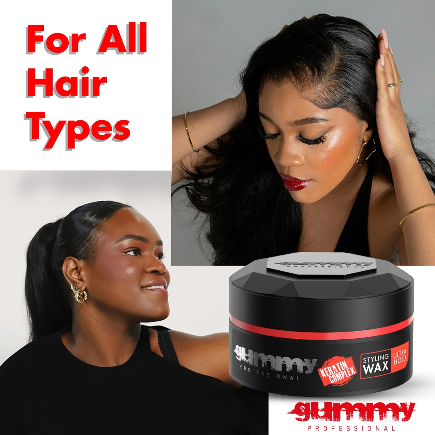 Gummy Professional Hair Styling Wax for Men - Ultra Hold Pomade for Dry, Damp Hair - Water-Based Texturizing Clay Paste with Provitamin B5 & Keratin - Strong Hold - Alcohol & Paraben-Free - 150ml