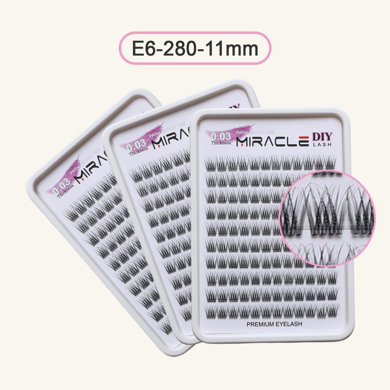 PARK SEONG HEE MIRACLE LASH DIY False Eyelashes, Lash Clusters, Lengthening Wisps 9mm-16mm Contact Lens Friendly, Easy to Apply, Reusable Strip Lashes (E6-280, 11mm)