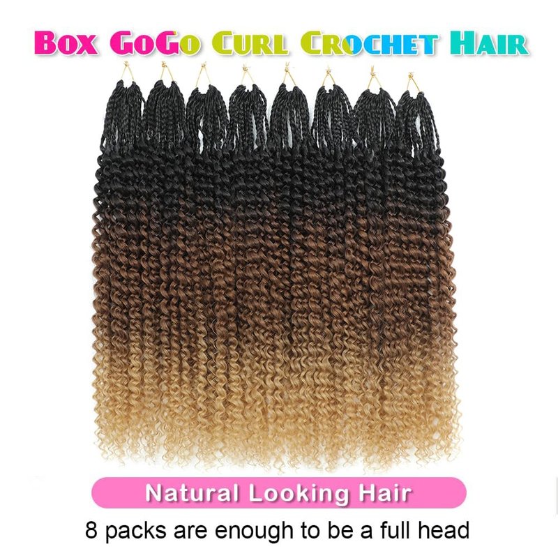 GoGo Curl Crochet Hair - 18 Inch Long Beach Curl Braids | Synthetic Water Wave Extensions (1B/30/27)