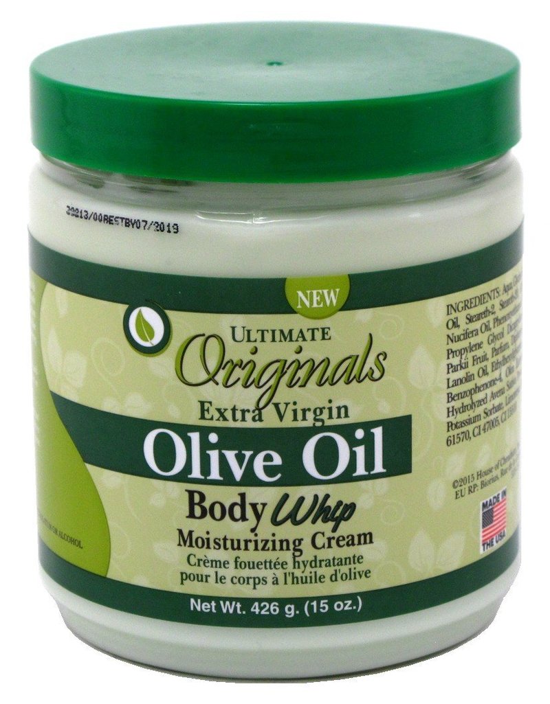Extra-Virgin Olive Oil Body Whip Moisturizing Cream - Silky, Soft Skin | 15oz Jar (Pack of 2)
