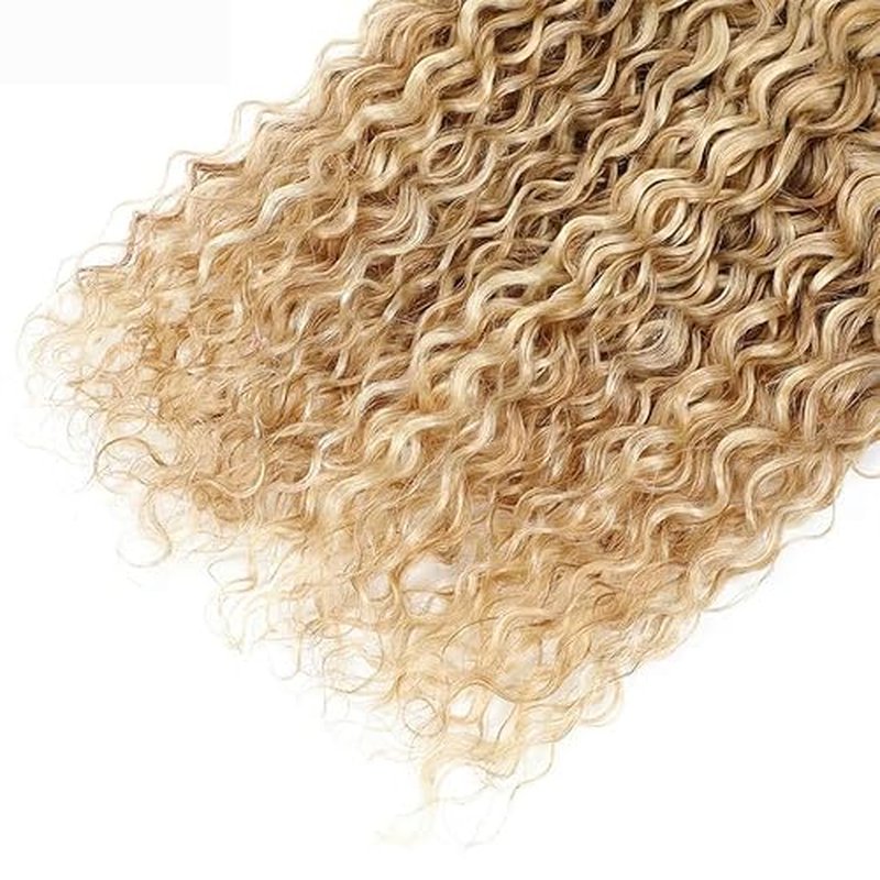 P27/613 Blonde Human Braiding Hair Deep Wave Bulk 28 28 28 Inch Human Hair Weave 3 Bundle Unprocessed Brazilian Virgin Hair Highlight Blonde Deep Wave Braiding Hair Extensions 50 Grams/Bundle
