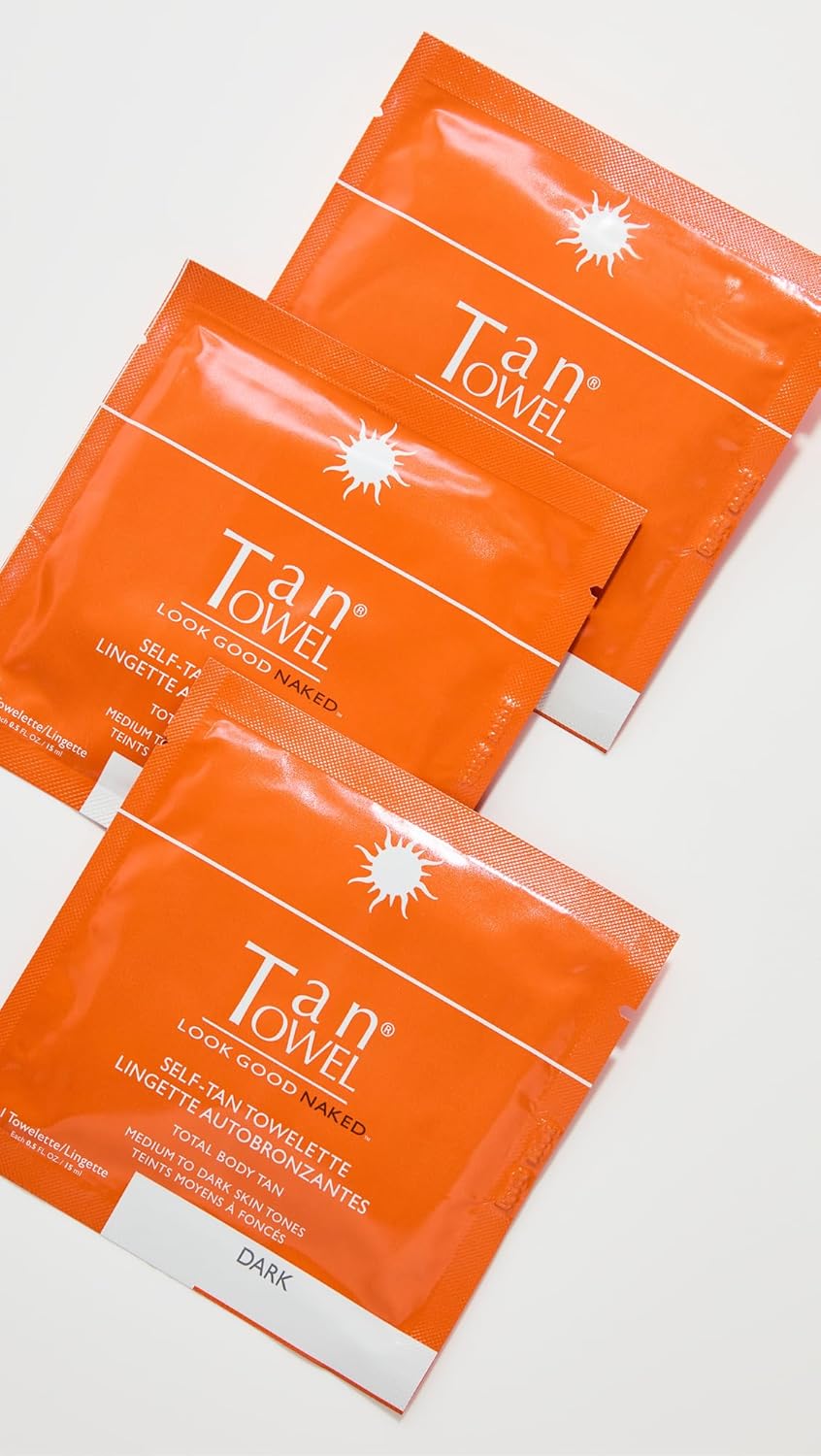 TanTowel Women's Full Body Tan Towelettes - Dark Self-Tanning Towelettes | 5 Pack, 0.5 Fl Oz Each