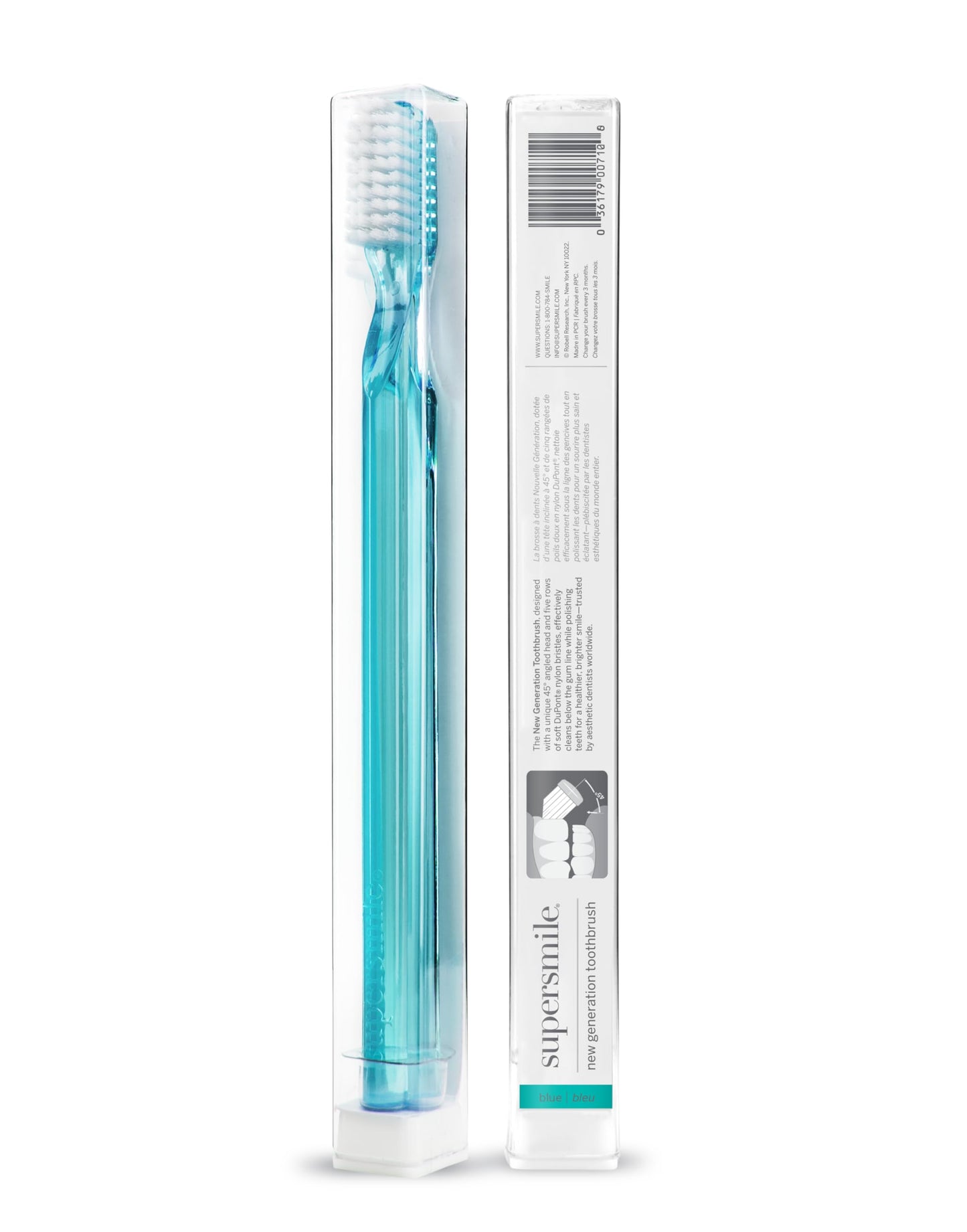 Supersmile New Generation 45° Long Toothbrush, Blue, Soft Bristle