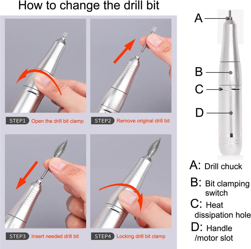 Electric Nail Drill Machine - 45000RPM Rechargeable Portable File with Smart LCD Screen for Gel Manicure & Pedicure | DIY Kit