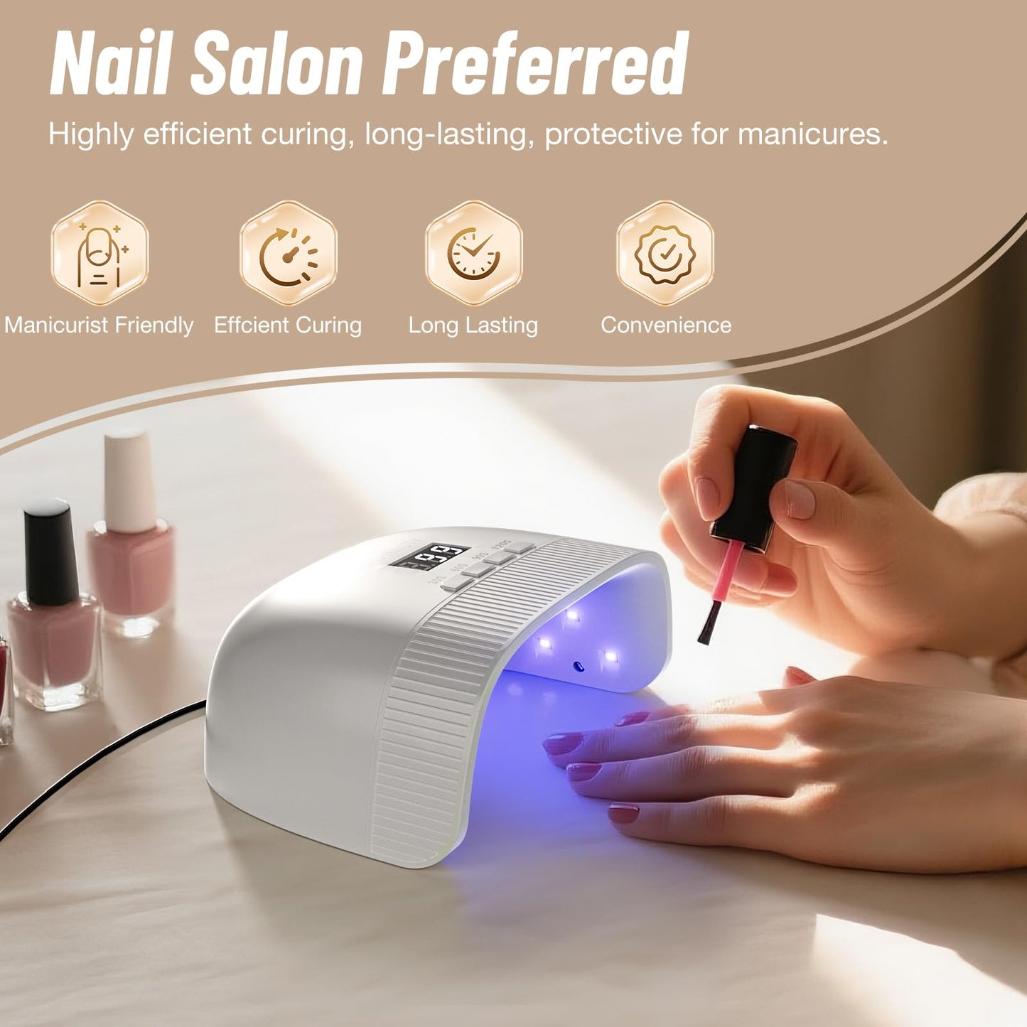 LadyMisty UV Nail Lamp - Fast Drying, UV Light for Gel Nails with 30 Dual Lamp Beads, 4 Timer, LCD Display, Energy Efficient LED Nail Light for Home & Salon (White)