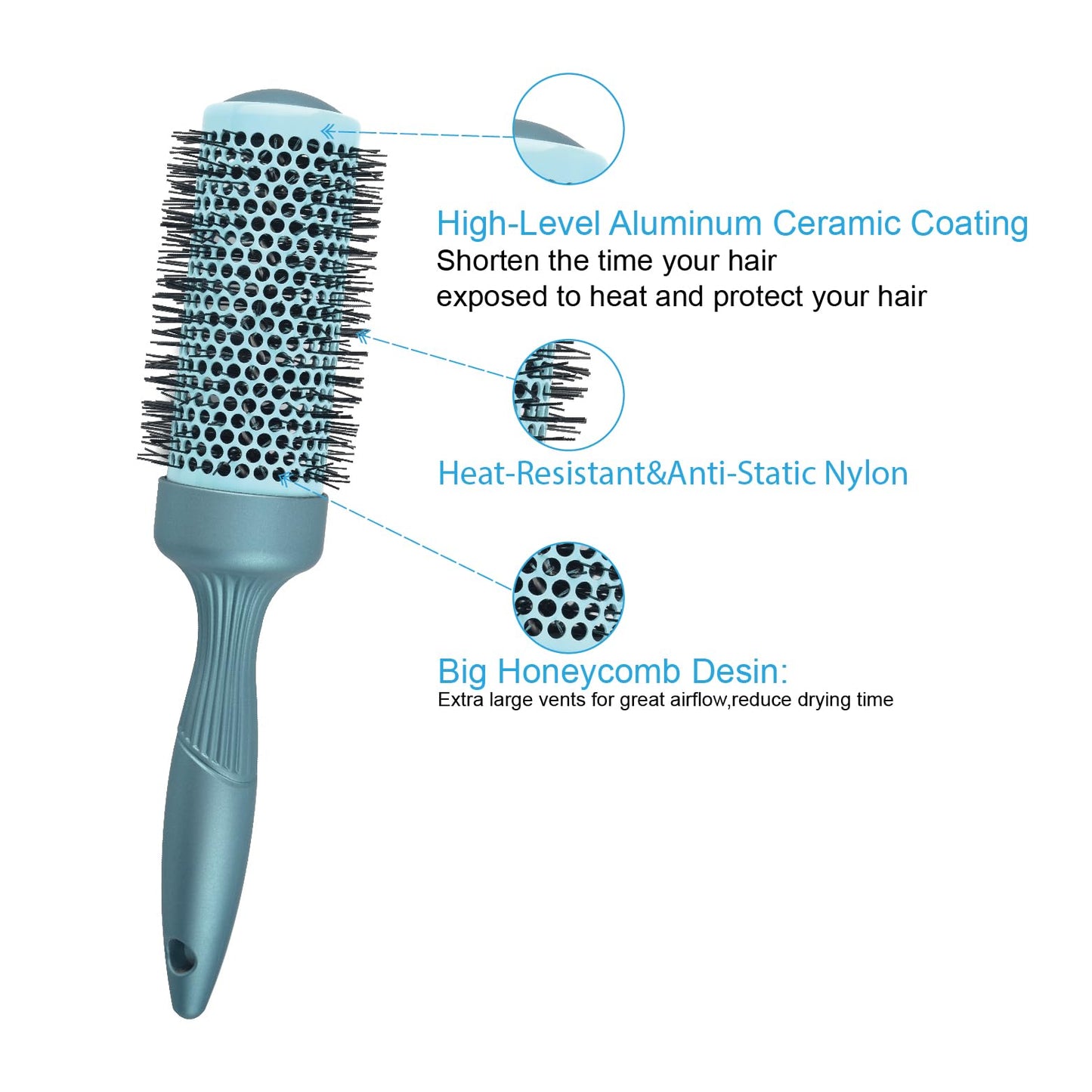 5pcs Round Brush for Blow out Professional Round Hair Brush for blow drying Leaves Hair Shiny Heat Styling Brush 5 Different Sizes Works Very Well with The Blow Dryer