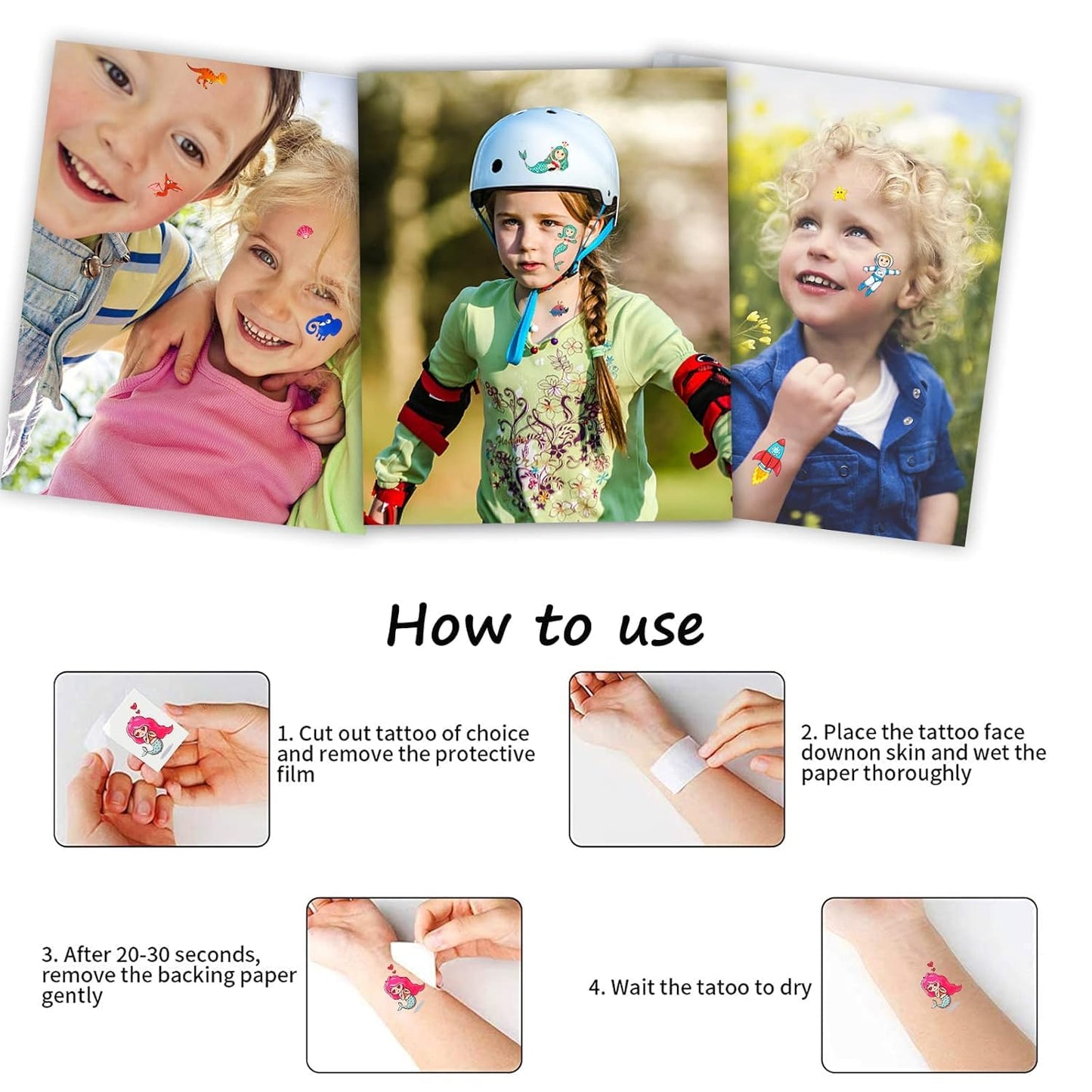 Fake Tattoos for Kids, 500+ Mixed Styles Temporary Tattoos Stickers for Girls and Boys, Monster Truck Unicorn Mermaid Marine Animals Flower Fairy Pirate Tattoos for Kids Birthday Party Supplies