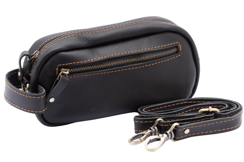 Handmade Premium Leather Men's Toiletry Travel Bag - Dopp Kit & Crossbody Bag , Makeup Organizer, Gift Ideas for Men & Women, Small Travel Bag, Travel Kit, Genuine Leather, Accessories for Men