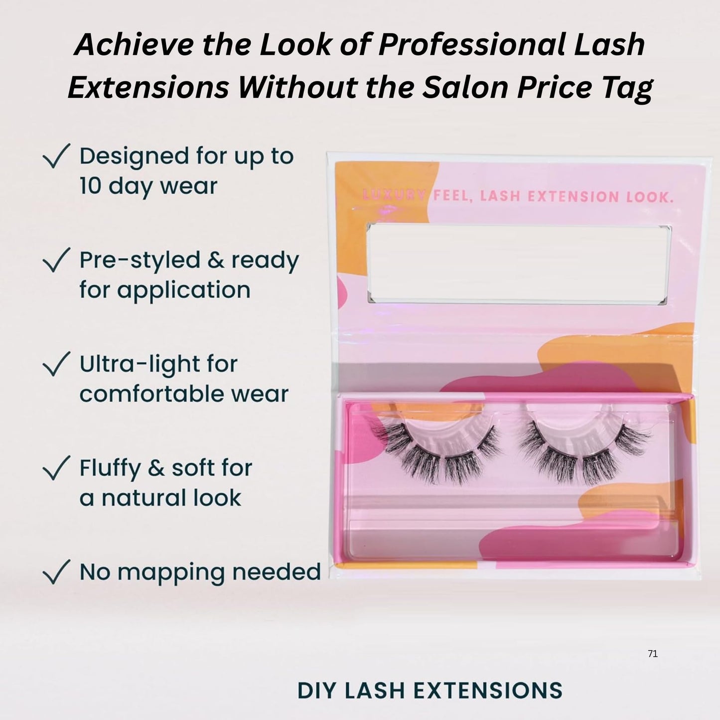 Mega Texture Lash Extension Look DIY Lashes by SoCal Beauty - Salon-Quality Faux Mink Lashes - Easy to Apply, Reusable, Lightweight & Cruelty-Free