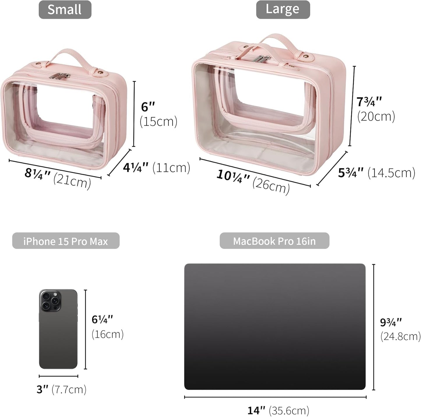 TSA Approved Clear Toiletry Bag - Portable PVC Travel Makeup Organizer | Pink