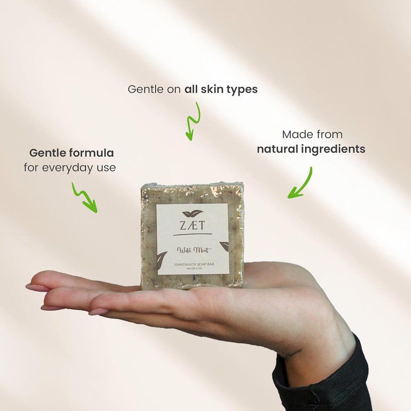 Wild Mint Bar Soap - 8-Pack Handmade Soap with Olive & Coconut Oil | Gentle Cleanse for All Skin Types
