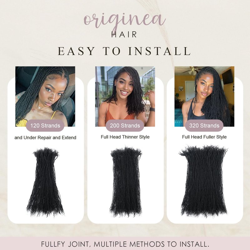 Originea Sister Locs Extensions Human Hair Curly Tips Permanent Micro Locs Extensions Natural Looking Soft Dreadlocks Can Be Bleached and Dyed (1B# 0.1cm, 8 Inch 30 Strands)