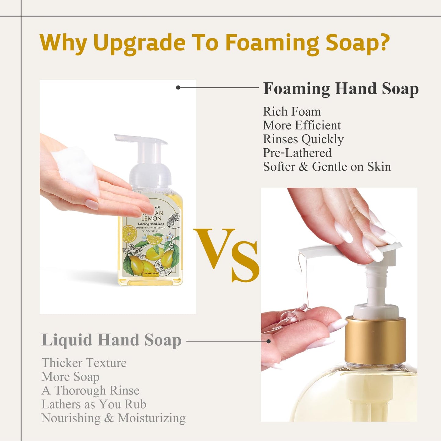 ROMIIE ZOI Hand Soap Refills Foaming, Lemon, 33.8 Fl Oz, 3-Pack
