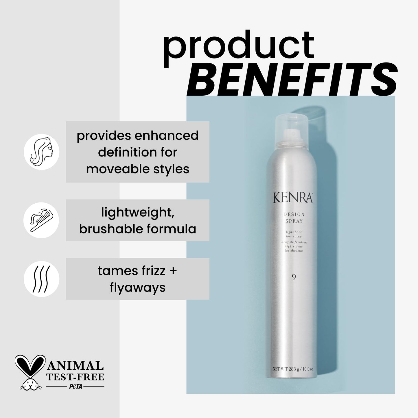 Kenra Professional Design Spray 9 | Light Hold Hairspray | Tames Frizz & Flyaways | Lightweight, Brushable Formula | All Hair Types | 10 oz (2-Pack)
