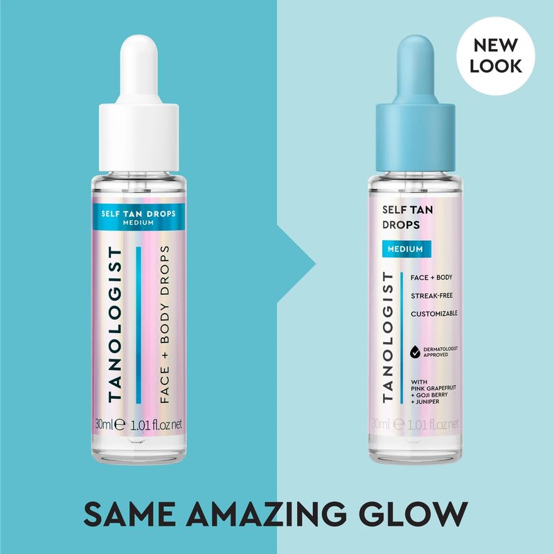 Tanologist Medium Self Tan Drops, Streak-Free Body & Face Tanning Drops, No Fake Tan Smell, For Moisturizer & Lotion, Bronzing Face Tanner, Skincare Ingredients, Vegan, 1.01 fl. oz/30 ml Bottle
