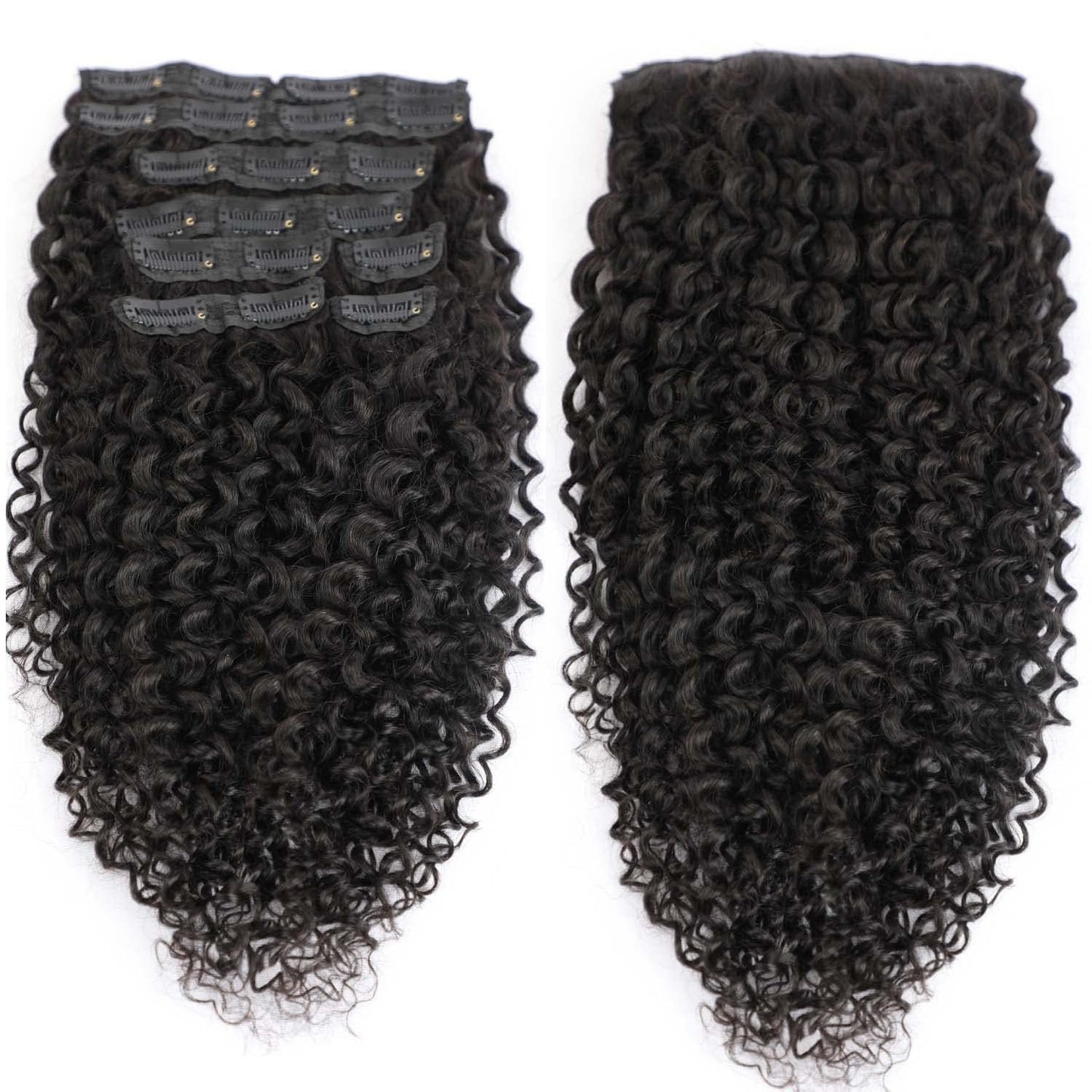 14 Inch Kinky Curly Clip ins Human Hair 110g 8pcs 20 Clips 3C 4A Curly Clip In Hair Extensions Real Human Hair Brazilian Virgin Hair Full Head for Women Natural Black
